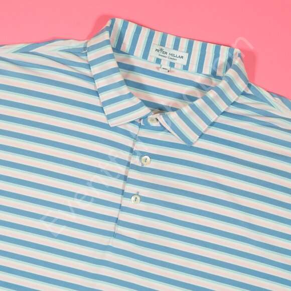 Peter Millar Other - Peter Millar Polo Shirt Mens 2XL Blue Pink Summer Comfort Golf Neopolitan Stripe